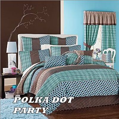 chocolate brown and aqua bedding polka dots comforter set