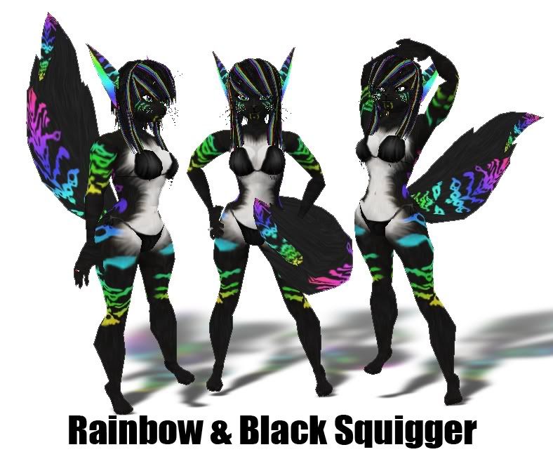 black and rainbow squigger
