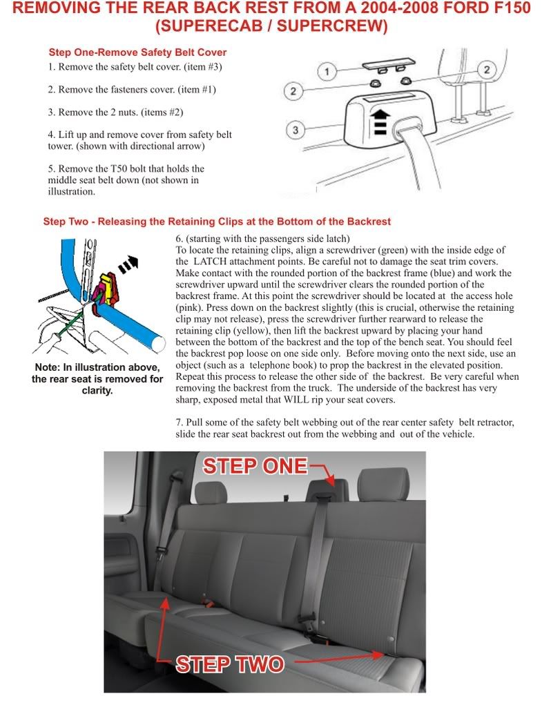 F150 Rear Seat Removal 2004-2008 - MY WAY - Page 2 - F150online Forums 2008 F150 Back Seat Fold Down