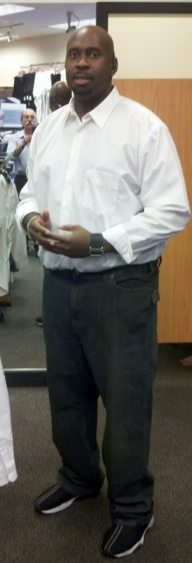 Slimming (White shirt), Trying on new clothes for the first time since surgery.