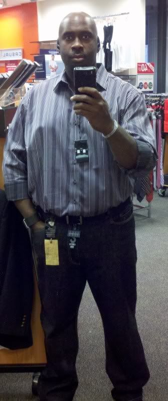 Slimming (Synergy Shirt2), Trying on new clothes for the first time since surgery.