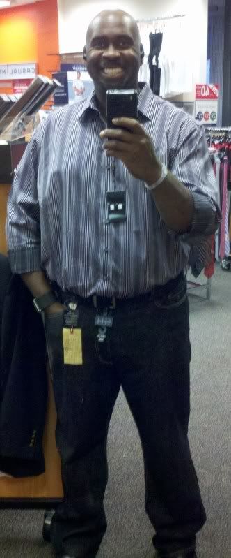 Slimming (Synergy Shirt3), Trying on new clothes for the first time since surgery.