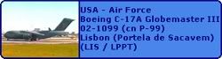 USA - Air Force Boeing C-17A Globemaster III 02-1099 (cn P-99)