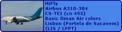 HiFly Airbus A310-304 CS-TEI (cn 495) Basic Oman Air colors