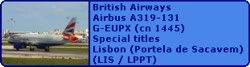 British Airways Airbus A319-131 G-EUPX (cn 1445) Official Airline England Football Team