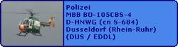 Polizei (German Police) MBB B�-105CBS-4 D-HNWG (cn S-684)