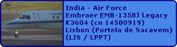 India Air Force Embraer EMB-135BJ Legacy K3604 (cn 14500919)