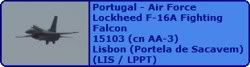 Portugal - Air Force Lockheed F-16A Fighting Falcon 15103 (cn AA-3)