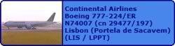 Continental Airlines Boeing 777-224/ER N74007 (cn 29477/197)