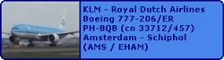 KLM Royal Dutch Airlines Boeing 777-206(ER) PH-BQB (cn 33712/457)