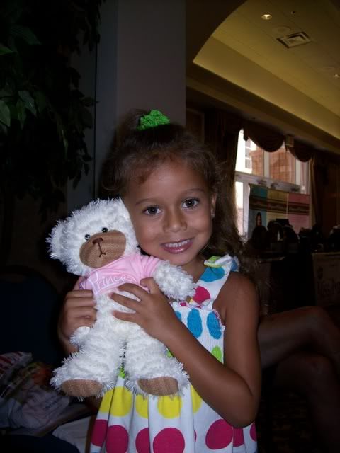 My princess holding her new princess bear