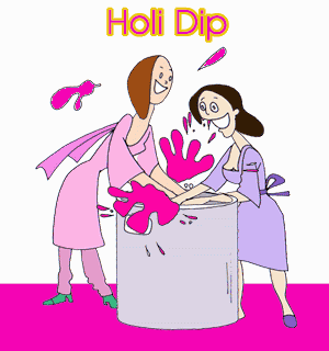 Girls giving holi dip to friends