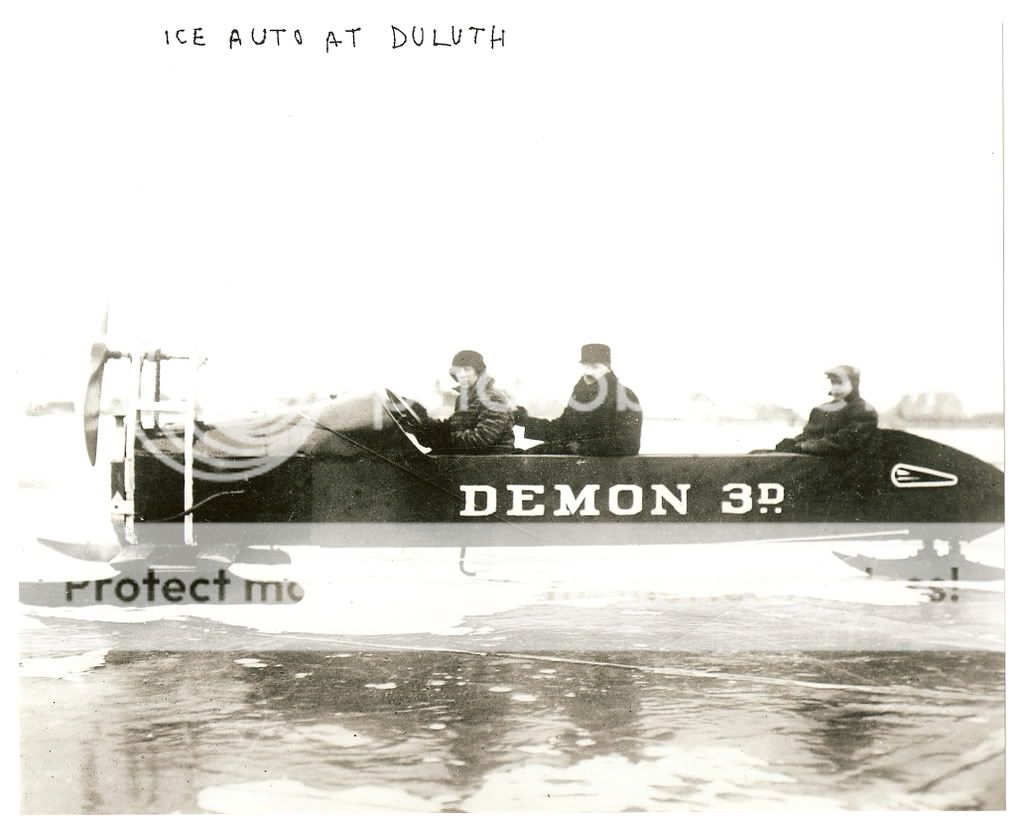 Old Photo Ice Auto Car Race Duluth MN Demon Early  