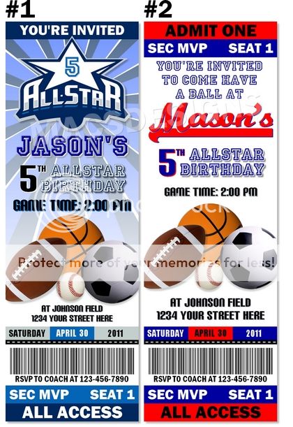 All Star Birthday Party Invitations 3