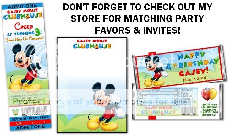 Mickey Mouse Clubhouse Candy Bar Wrappers Party Favors  