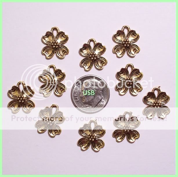 10 DOGWOOD 22K GP PEWTER Flower Charms #83 2 WHOLESALE  