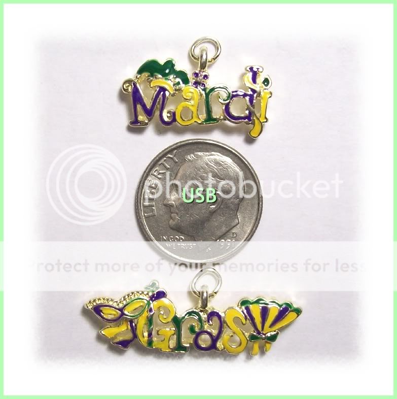 FANCY MARDI GRAS GOLD TONE ENAMEL CHARMS #192  