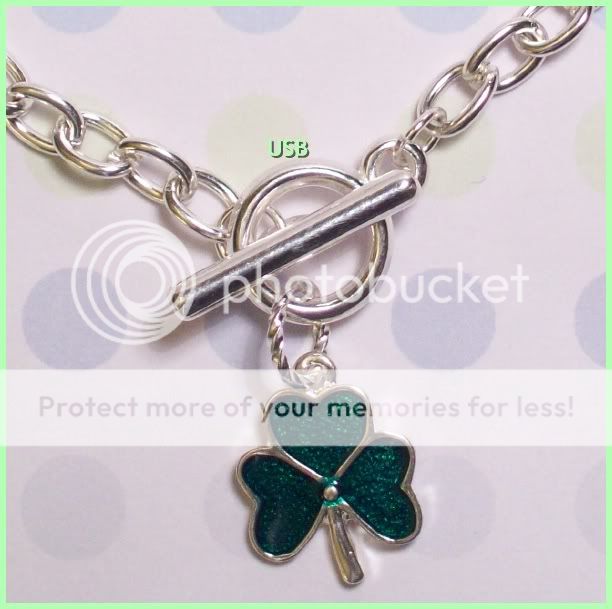 ST. PATRICK`S 7.5 SILVER TOGGLE CHARM BRACELET #595  