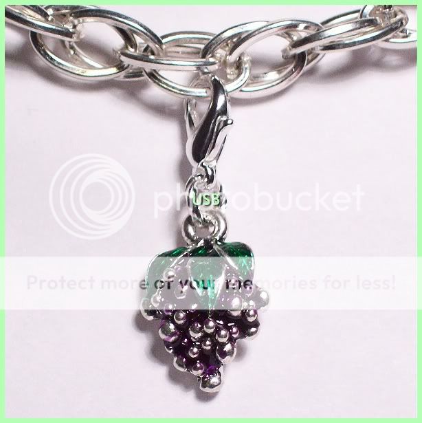 WINE GRAPES CLIP ON CHARM #288 5 FIT Link Bracelet  