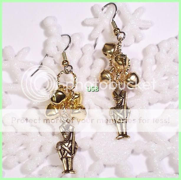   NUTCRACKER 22K Gold Pl. Pewter Earrings Surgical Earwires #116 2