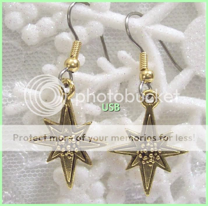 NORTH STAR 22K GOLD PLATED SURGICAL STEEL HOOK CHRISTMAS HOLIDAY 