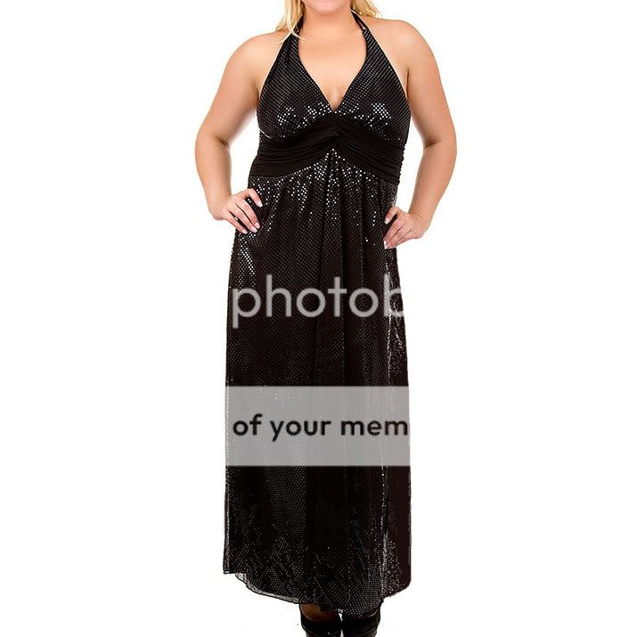Plus Size 18 20 26 Sequins Maxi Long Halter Evening Cocktail Dress 