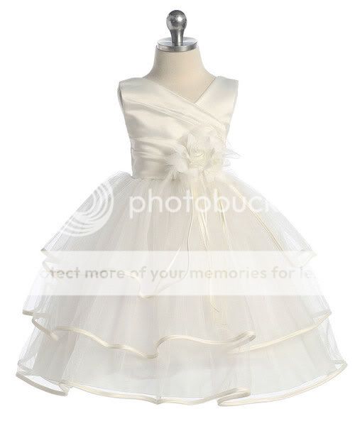 V Chic Baby 2 4 5 6 8 9 10 Tulle Wedding Pageant Flower Girl Dress Ivory White