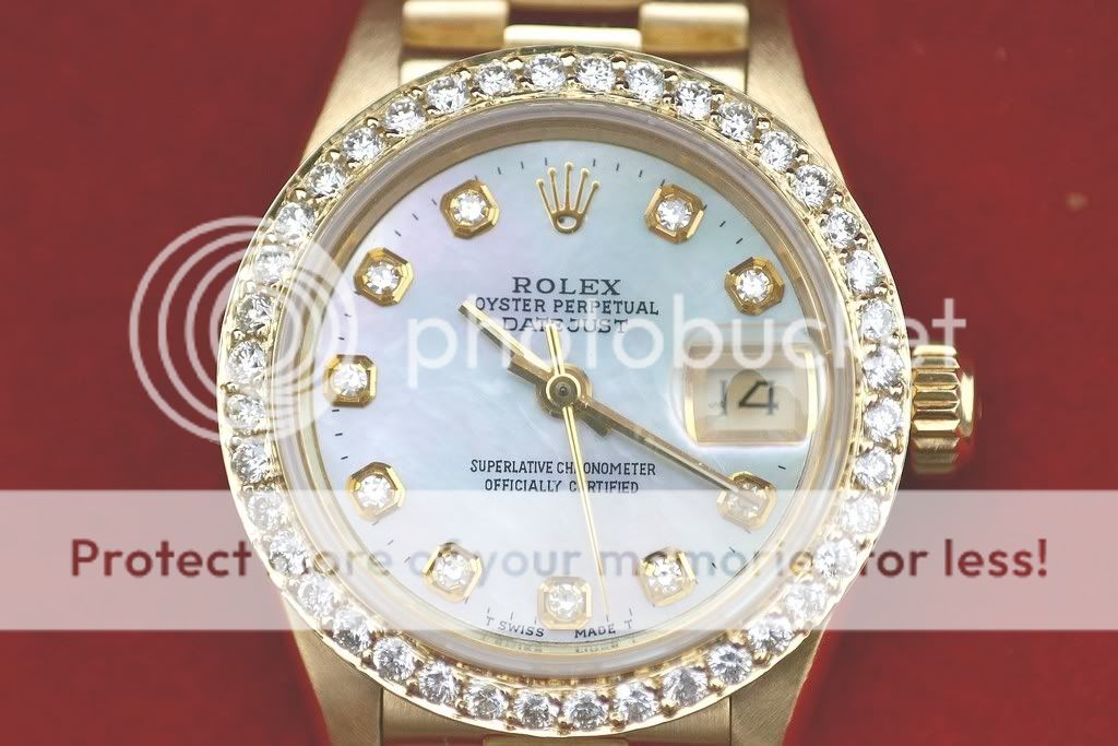 ROLEX PRESIDENT LADIES 18K GOLD WATCH DIAMONDS PERFECT  