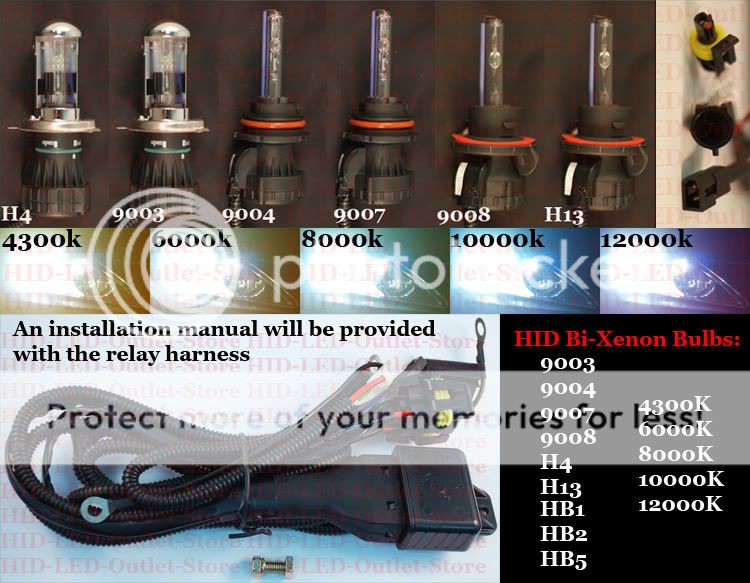 HID Bi Xenon Bulbs 9007 4300k 6000k 8000k 10000k 12000k  