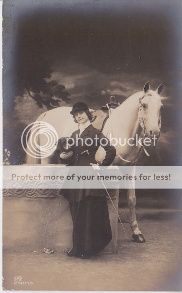 PRE 1920 RPPC WOMAN SIDESADDLE HORSE POSTCARD  